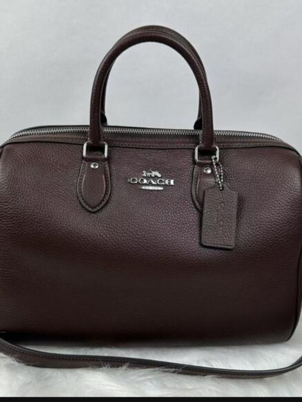 Coach Rowan Satchel reg size in maple and silver